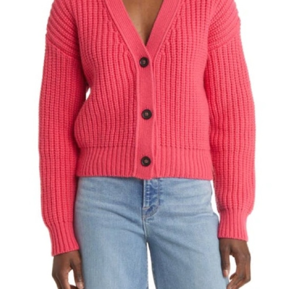 Pink Button-Up Women's Sweater
